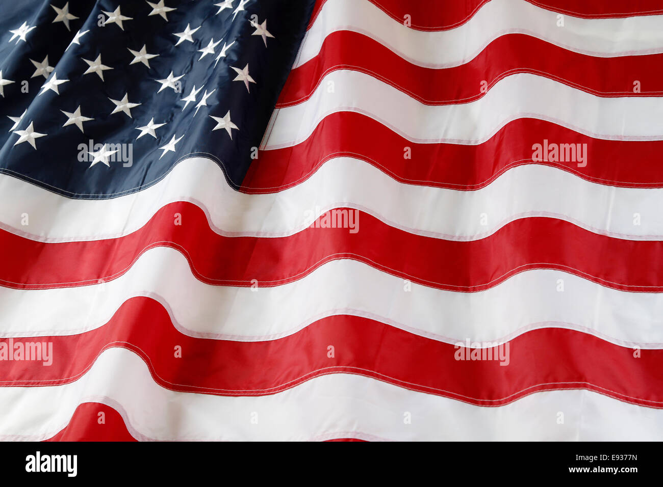 Nahaufnahme der gekräuselten amerikanische Flagge Stockfoto