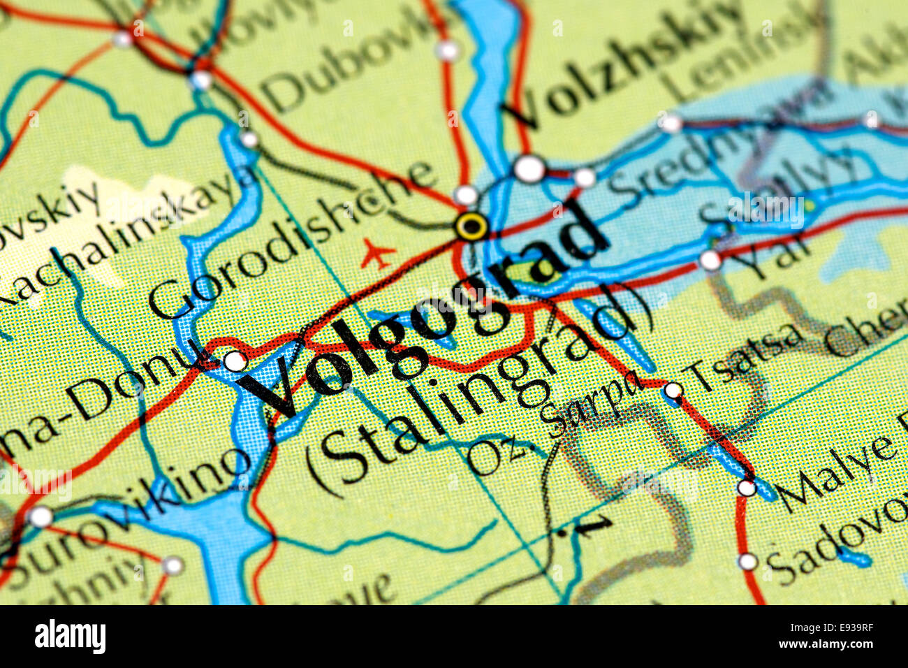 Karte schließen sich von Wolgograd / Stalingrad, Russland Stockfoto