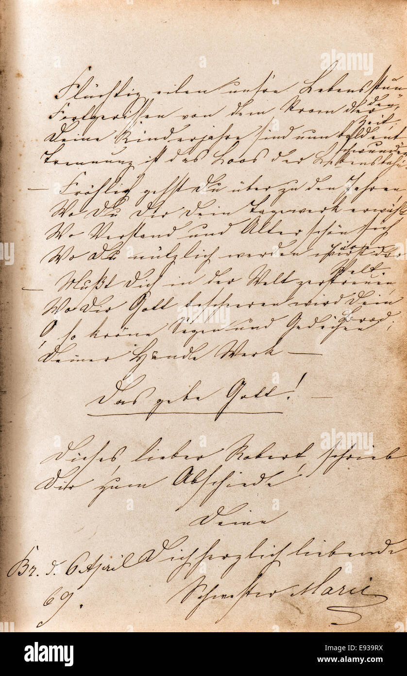 Vintage Handschrift mit undefinierten Text. Manuskript. Grunge Hintergrund Stockfoto