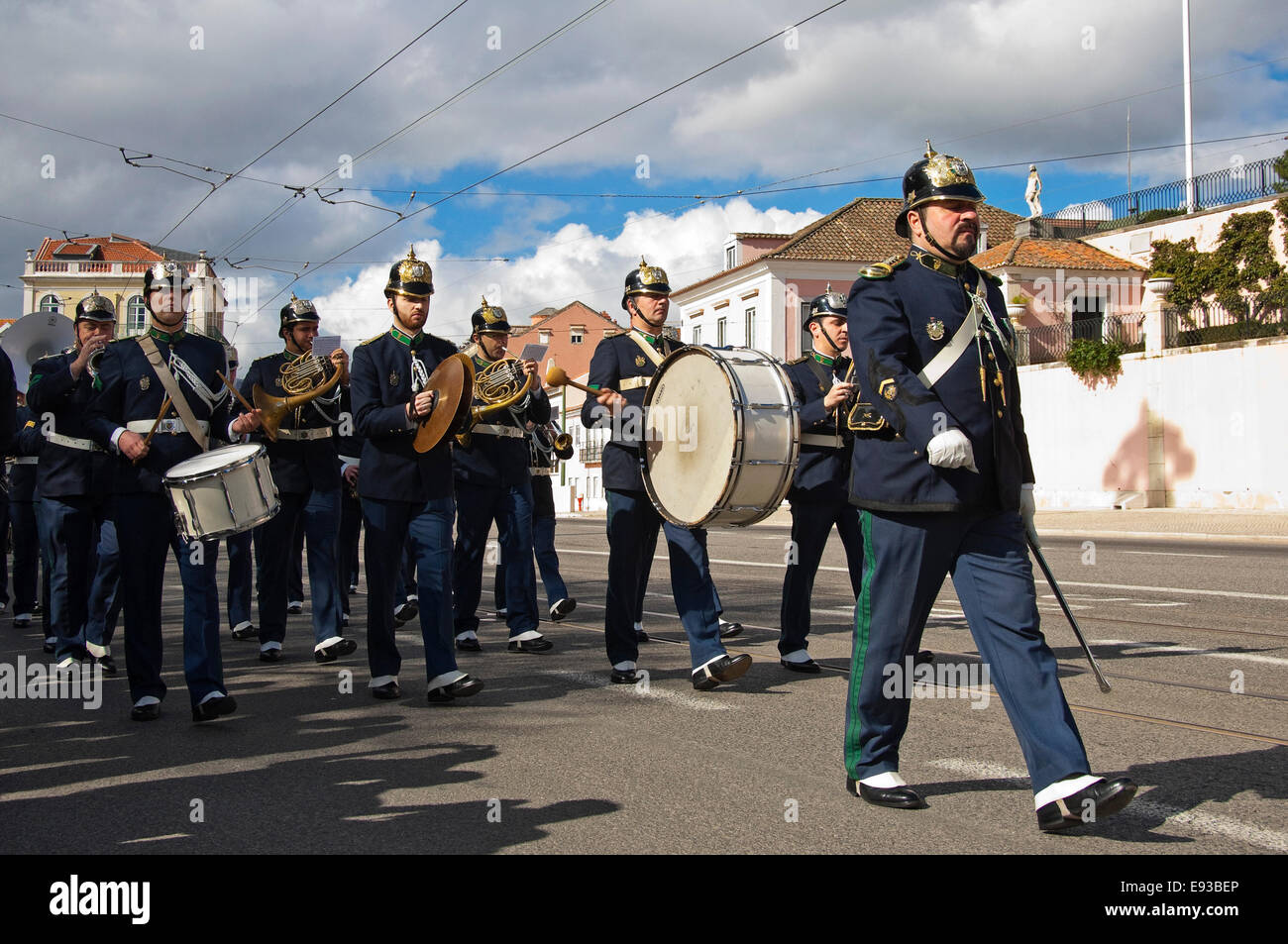 Horizontale Porträt einer Militärkapelle in die Wachablösung in Belem, Lissabon. Stockfoto