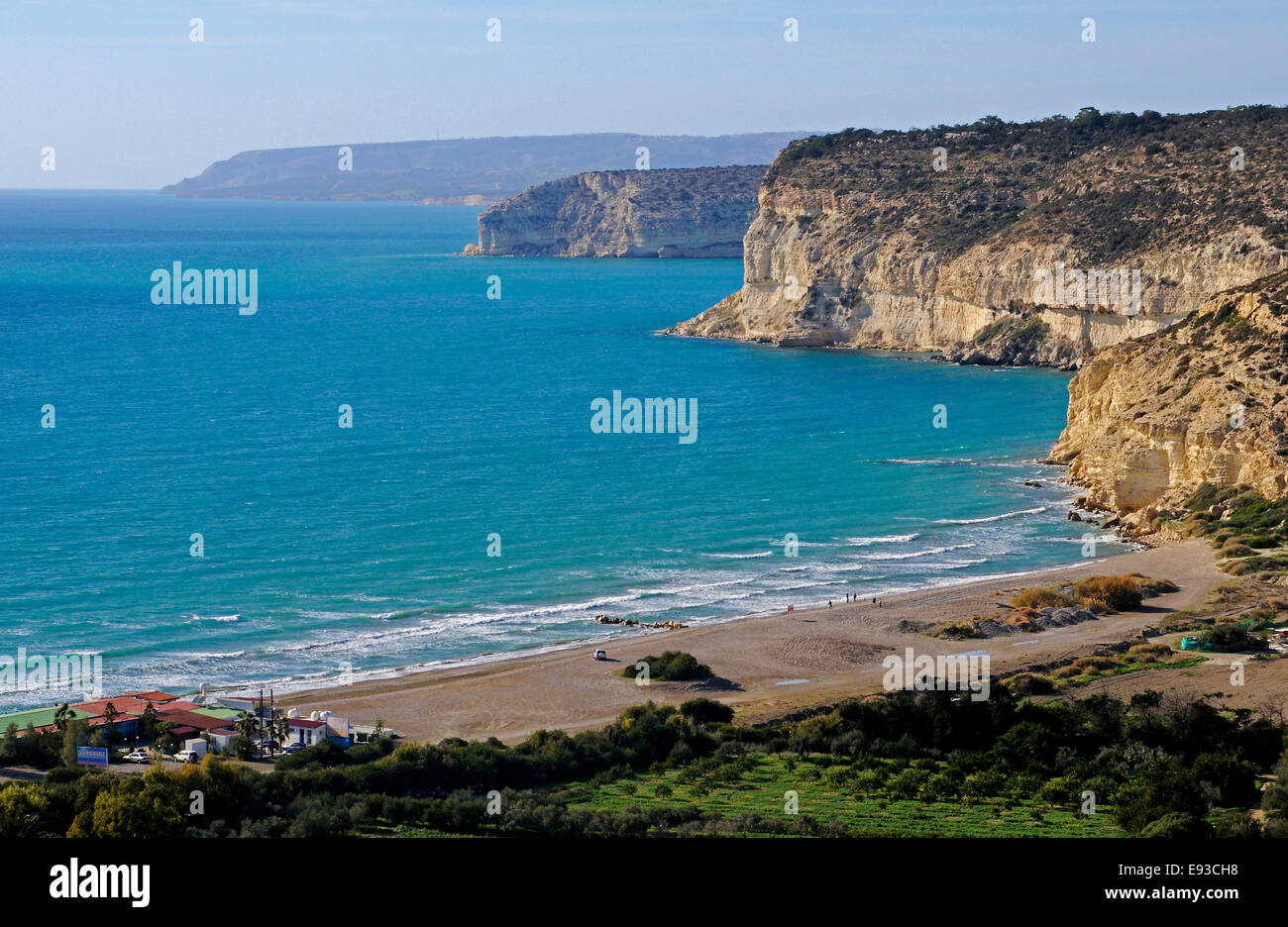 Blick auf den Strand von Kourion von House of Achilles auf der Archaeooogical Website Stockfoto