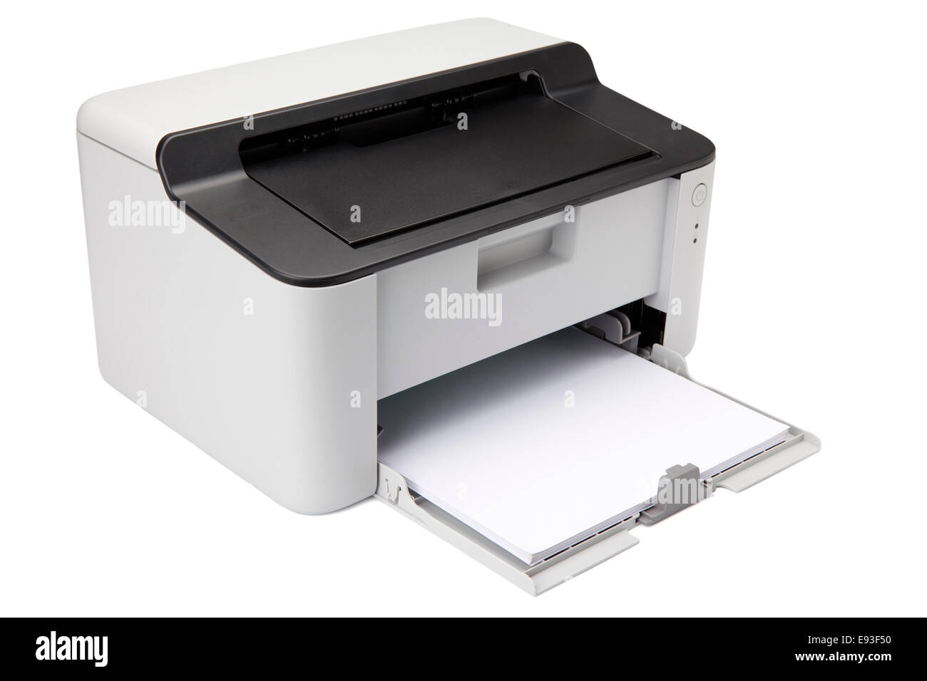 Laser-Drucker, die isoliert auf weißem Hintergrund mit Pfad Stockfoto