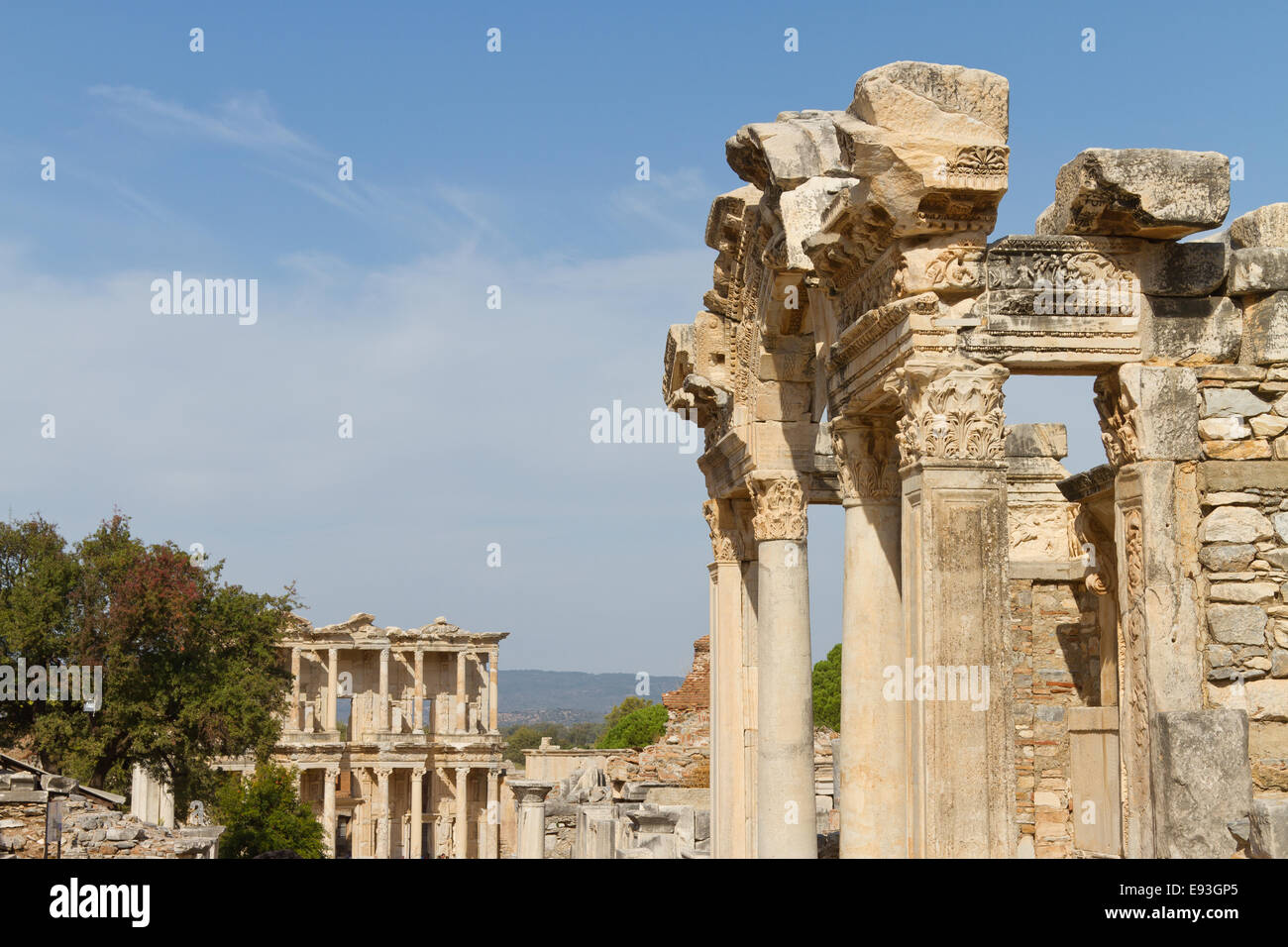 Tempel Hadrians Bibliothek Celsus Ephesus-Türkei Stockfoto