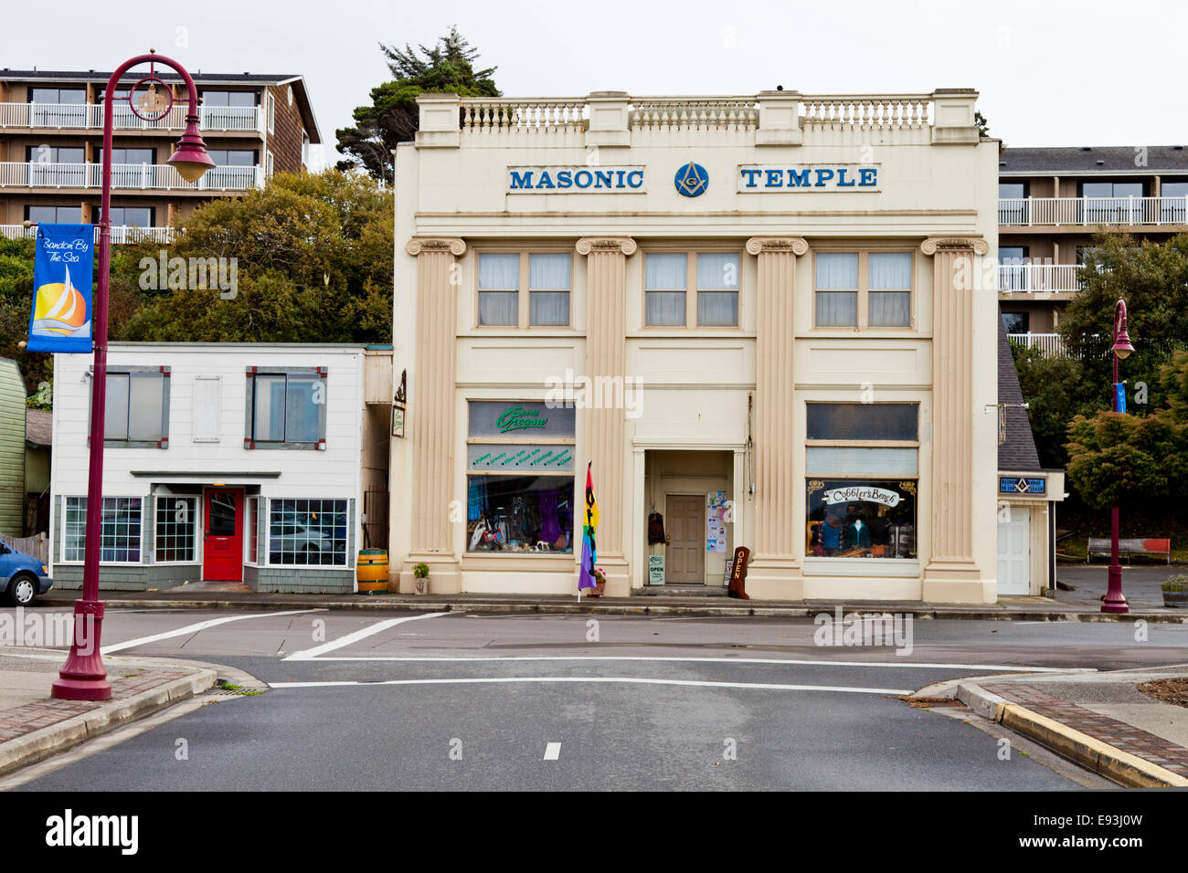 Freimaurer-Tempel in Bandon, Oregon USA Stockfoto