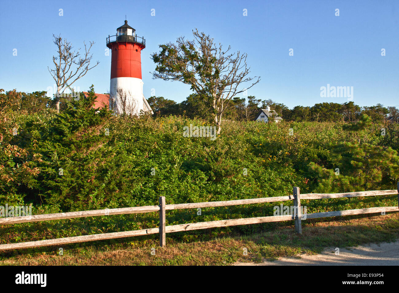 Nauset Licht in Eastham, MA Stockfoto