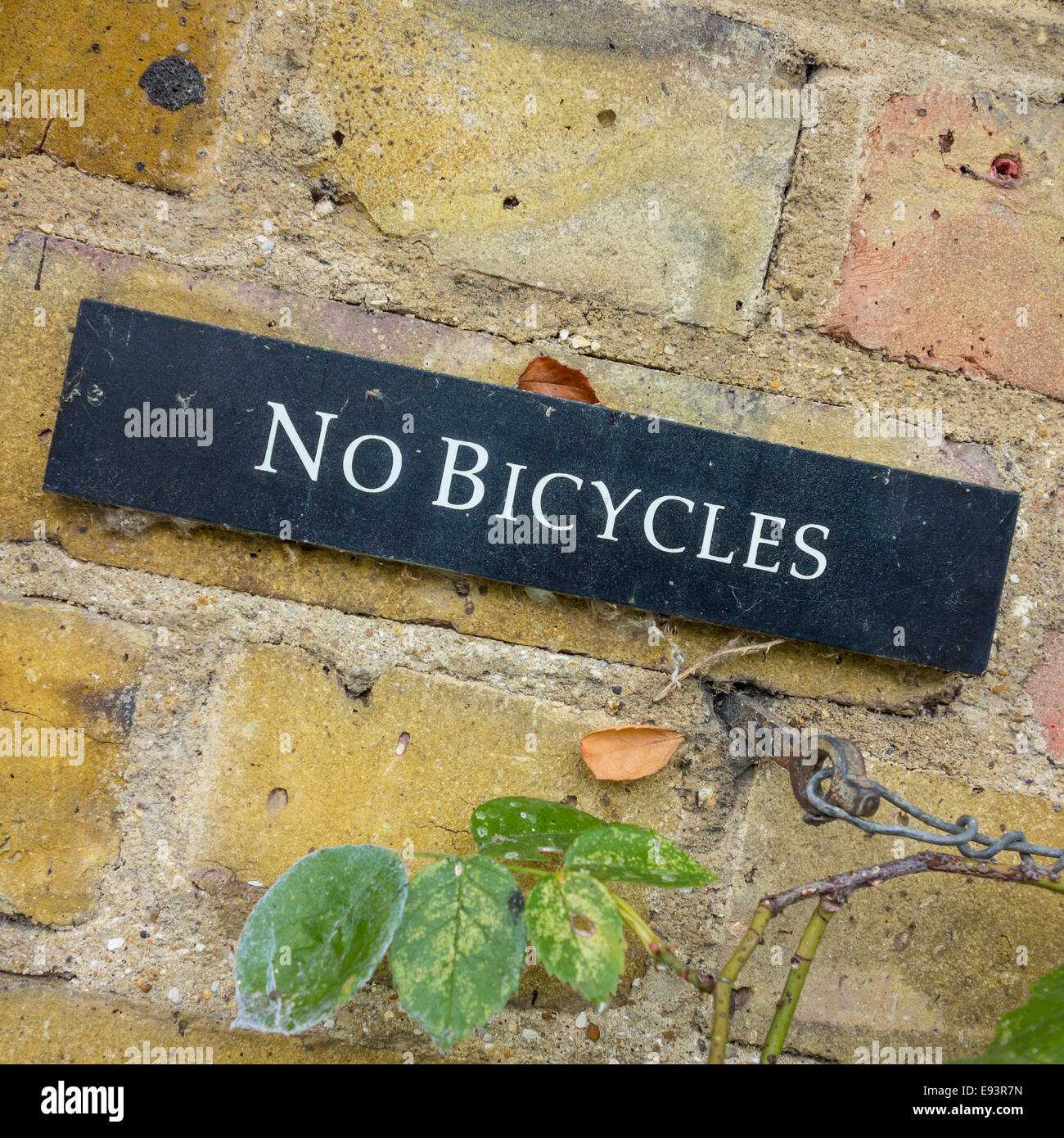 Keine Fahrräder Schild an Wand Stockfoto