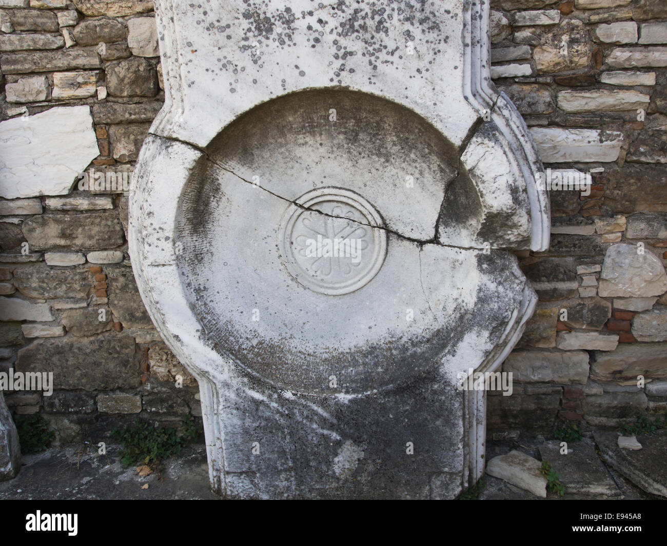 Heraion von Samos, großen Heiligtum der Göttin Hera, Samos Griechenland, ein UNESCO-Weltkulturerbe, dekoriert Marmor Stockfoto