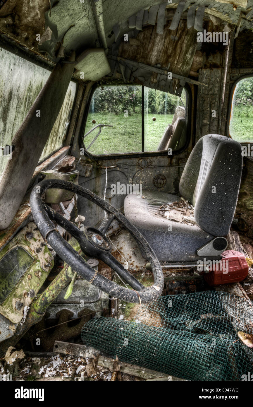 Innenansicht der heruntergekommen Citroen van Stockfoto