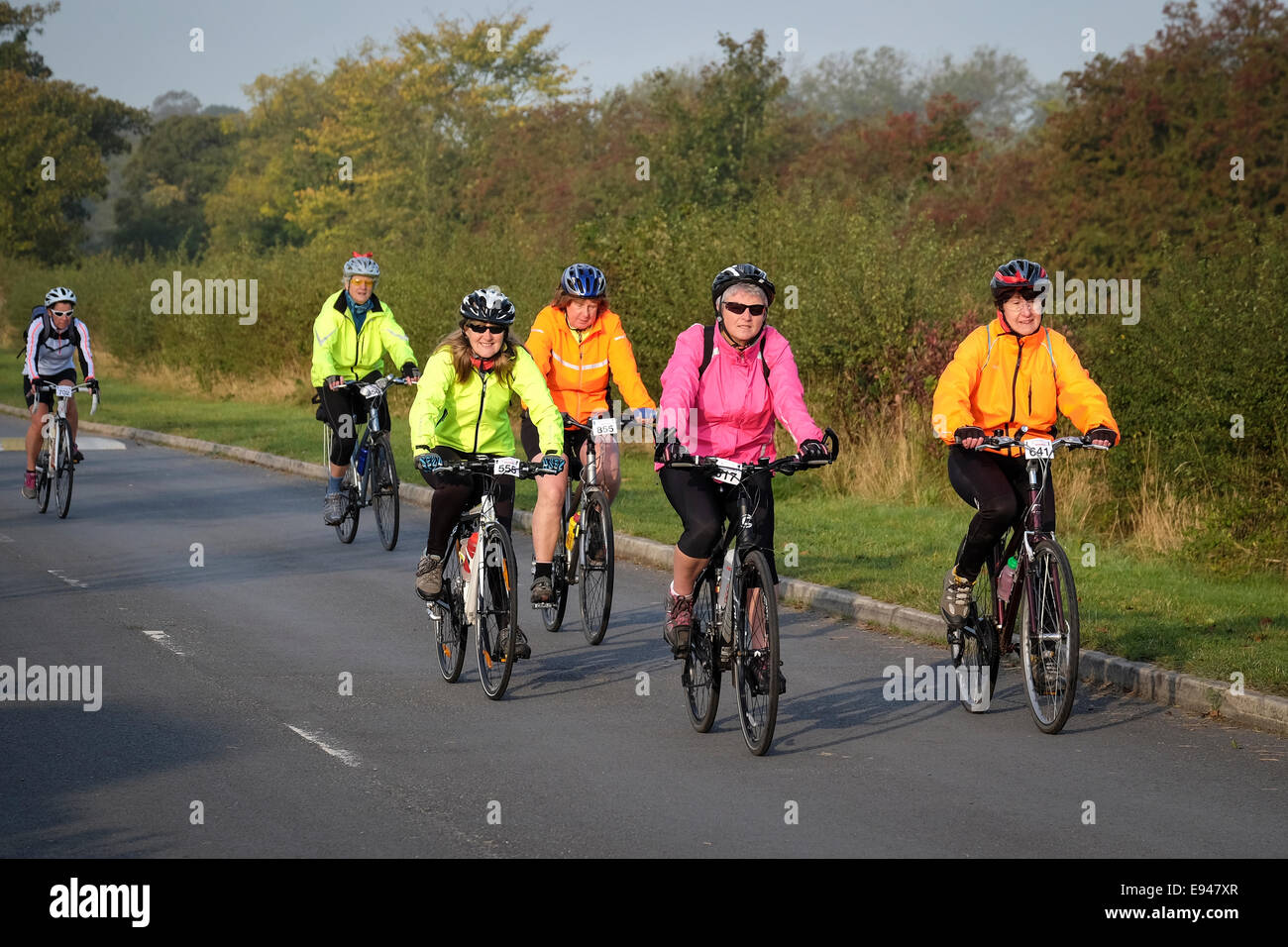Gruppe von Damen auf eine organisierte Radsport-event Stockfoto