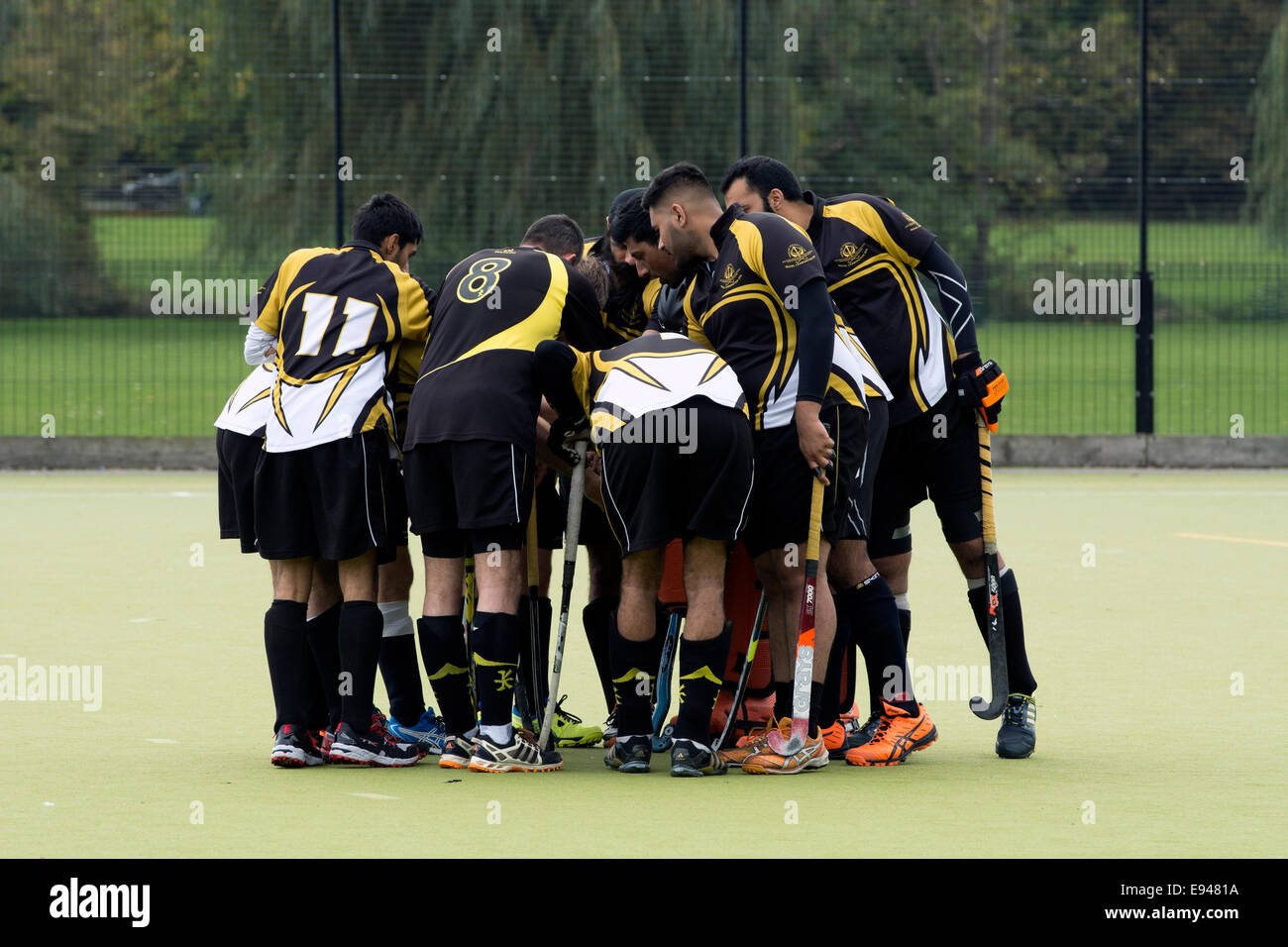 Herren-Eishockey-Team-Motivation vor Spiel Stockfoto