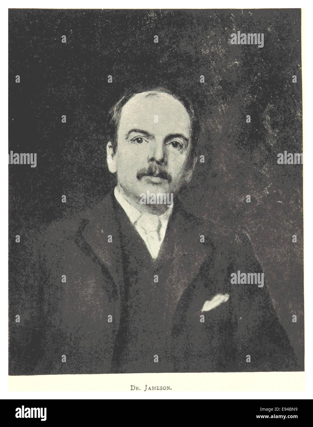 Dr. Leander Starr Jameson war ein prominenter britischer Kolonialverwalter und Soldat, bekannt für seine Beteiligung am Jameson-RAID. Diese Vintage-Illustration bietet eine historische Perspektive auf sein Leben und seine Karriere im späten 19. Jahrhundert. Stockfoto