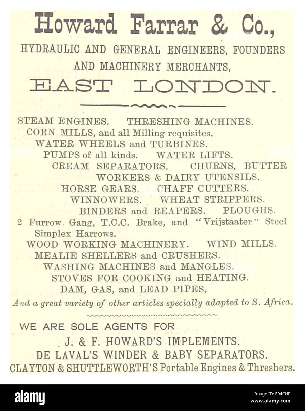 Eine Vintage-Werbeillustration aus dem Jahr 1893 aus EL, die eine altmodische Werbung zeigt und einen Einblick in die Handels- und Konsumkultur des späten 19. Jahrhunderts bietet. Stockfoto