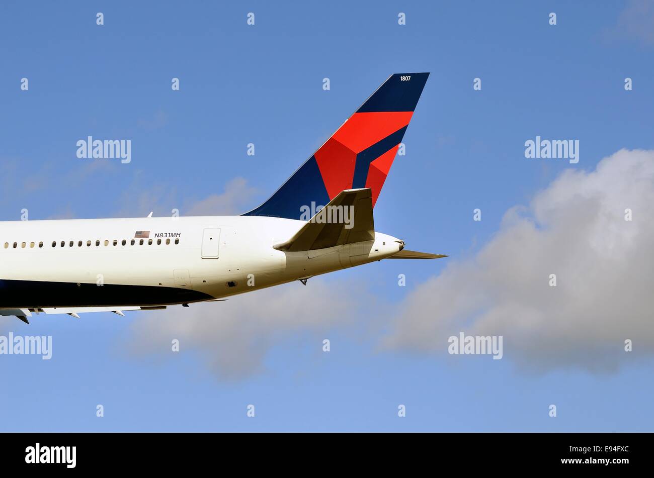 Nahaufnahme von Delta Boeing 767 Heck Stockfoto