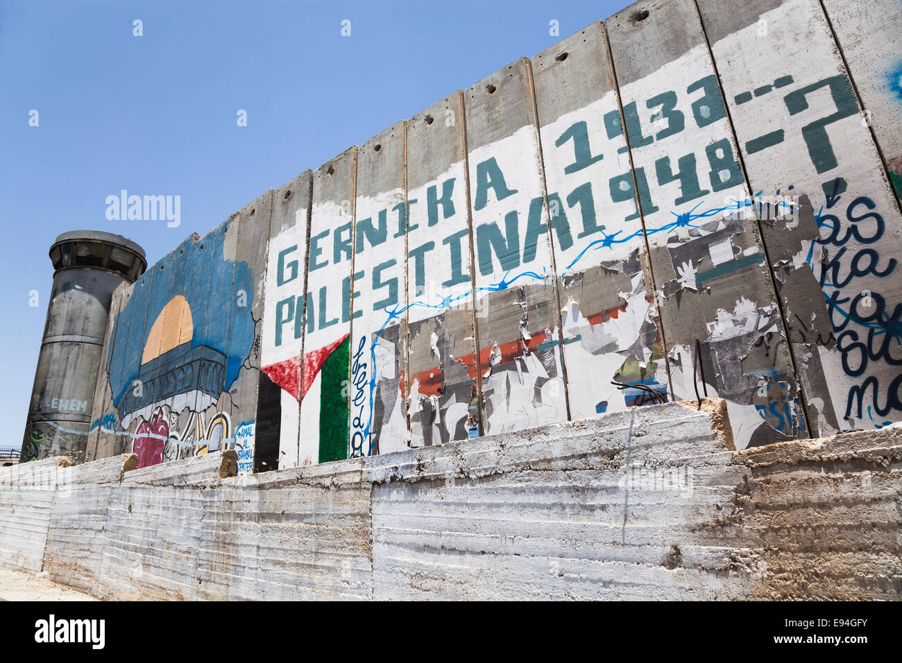 Graffiti bedeckt israelische Sicherheitsmauer, Bethlehem, Palästina Stockfoto