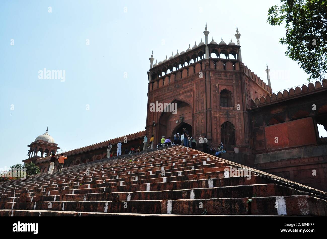 Die Schritte der Jama Masjid, die große Moschee von Old Delhi nachschlagen Stockfoto