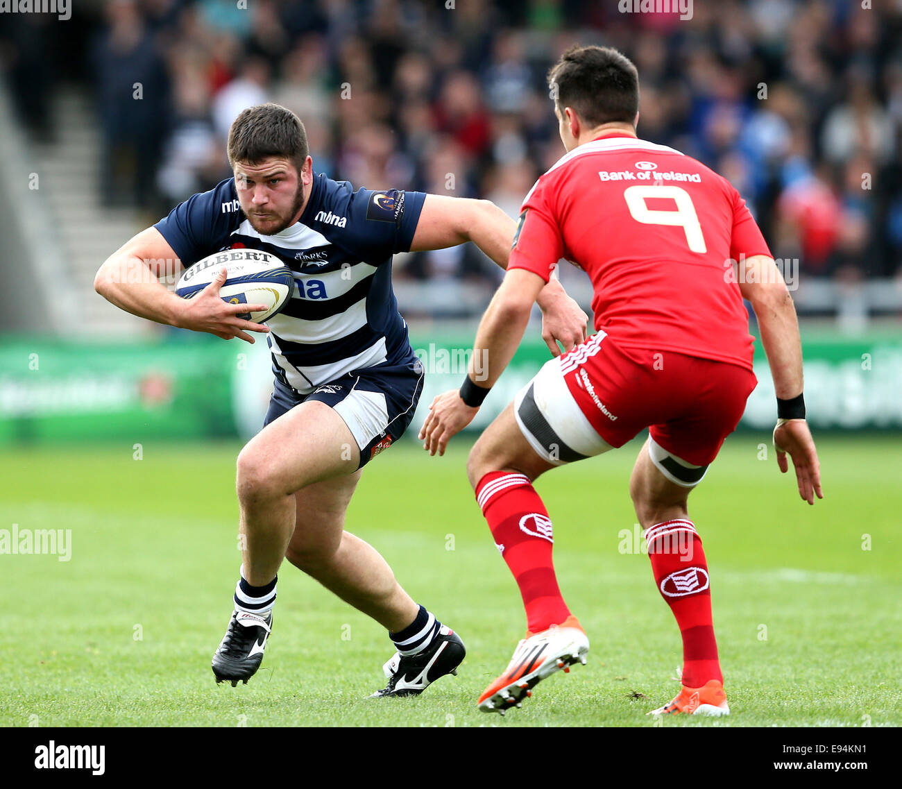 Salford, UK. 18. Oktober 2014. Marc Jones Sale Sharks - European Rugby Champions Cup - Sale Sharks vs Munster - AJ Bell Stadium - Salford - England 18. Oktober 2014 - Bild Simon Bellis/Sportimage. © Csm/Alamy Live-Nachrichten Stockfoto