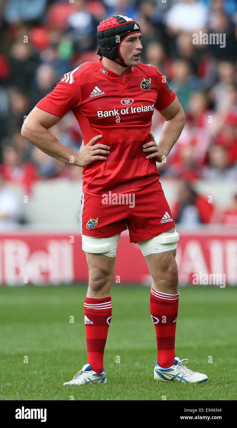 Salford, UK. 18. Oktober 2014. Tommy o ' Donnell Münster - European Rugby Champions Cup - Sale Sharks Vs Munster - AJ Bell Stadium - Salford - England 18. Oktober 2014 - Bild Simon Bellis/Sportimage. © Csm/Alamy Live-Nachrichten Stockfoto