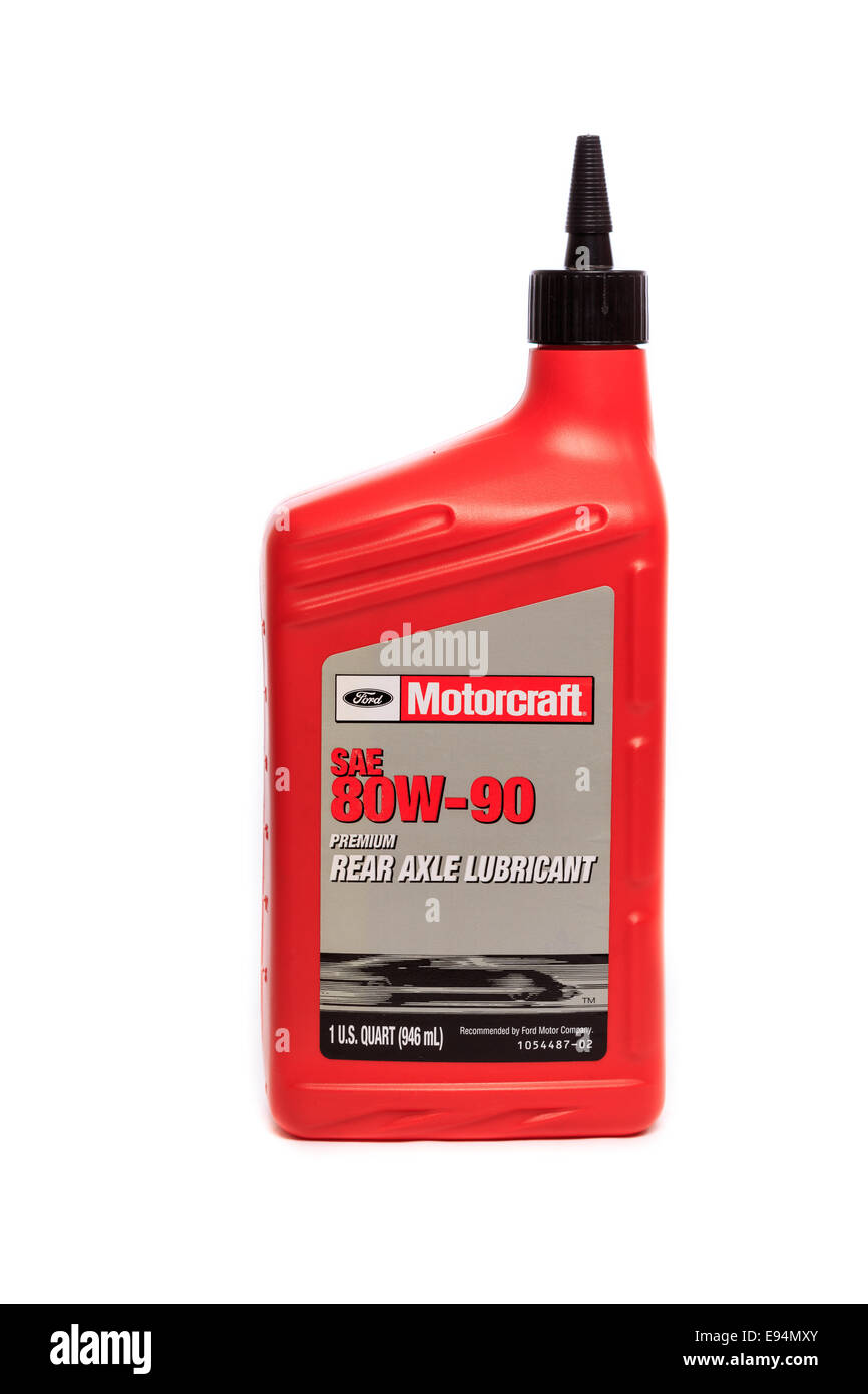 Ford Motorcraft SAE 80W 90 Premium hintere Achse Schmiermittel Stockfoto