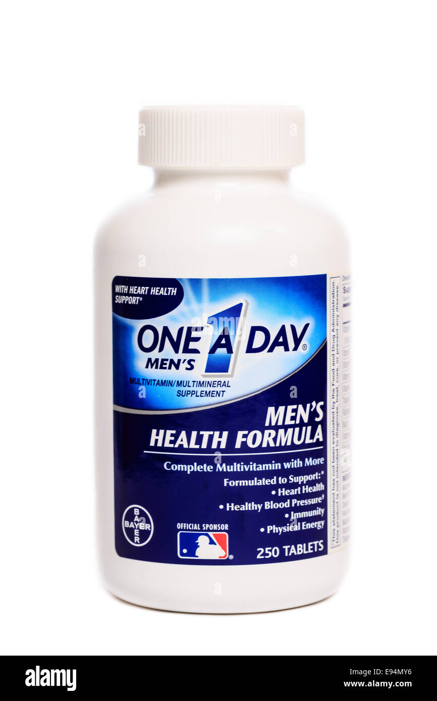 Bayer ein ein Tag Männer Gesundheit Formel Multi-Vitamin Stockfoto