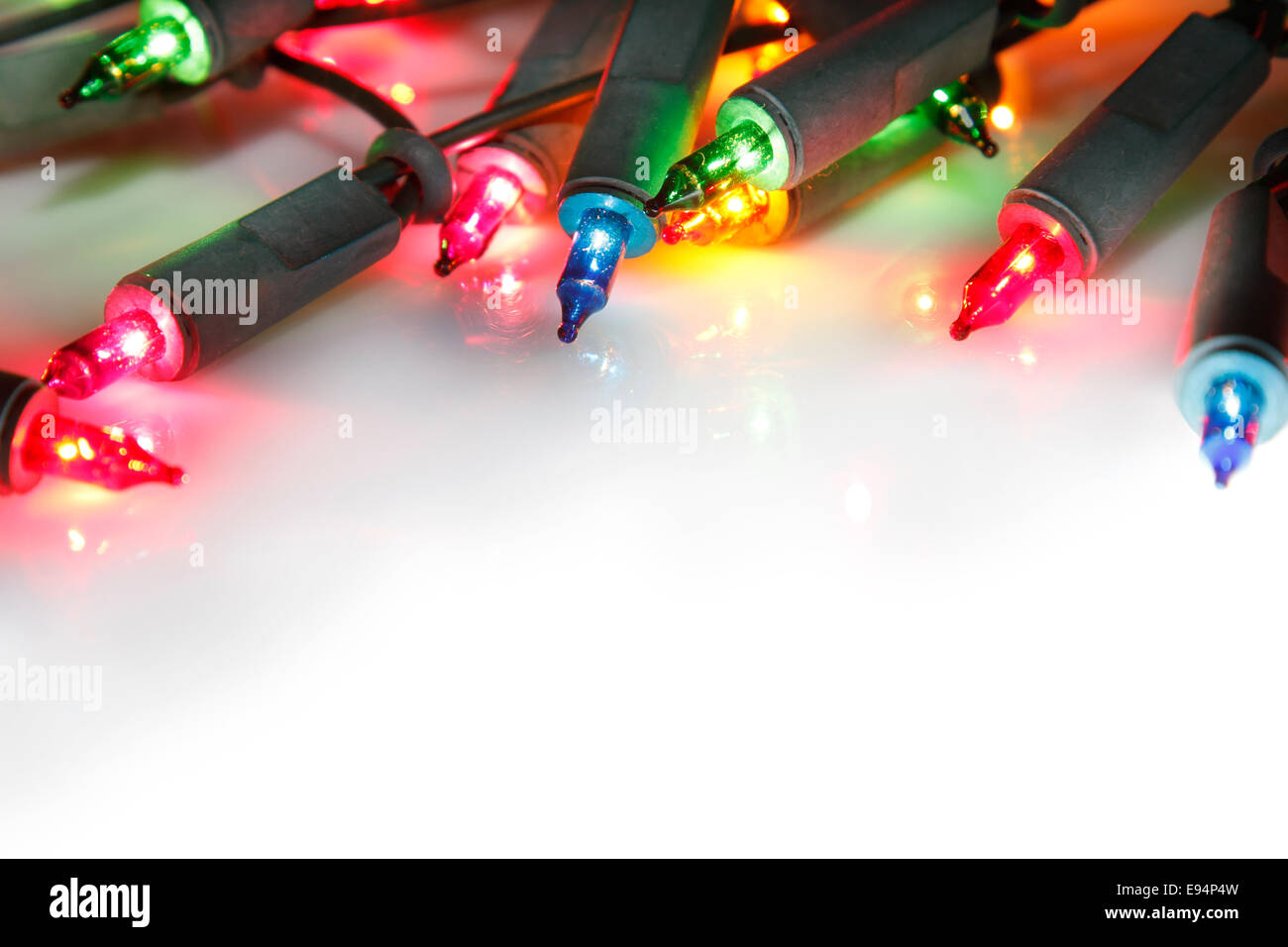 Nahaufnahme der Weihnachtsbeleuchtung Leuchten Stockfoto