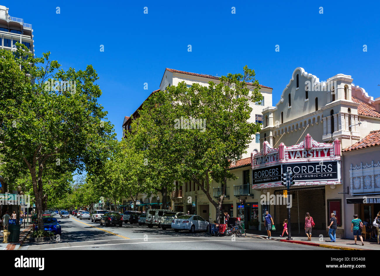 University Avenue in der Innenstadt von Palo Alto, Santa Clara County, Kalifornien, USA Stockfoto