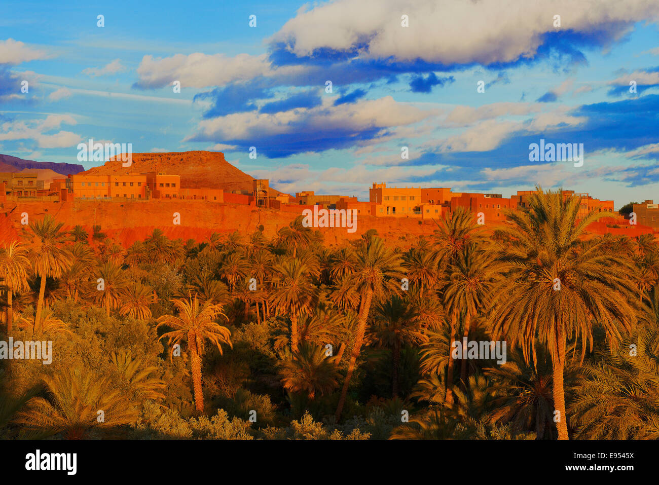 Alten Kasbah, Oase, Abendlicht, Tinghir, Tineghir, Tingħi, Todra-Tal, Todra Schlucht, Marokko Stockfoto