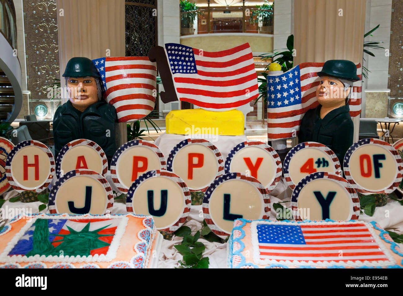 Kuchen zum Independence Day, 4. Juli, Nationalfeiertag der Vereinigten Staaten von Amerika Stockfoto