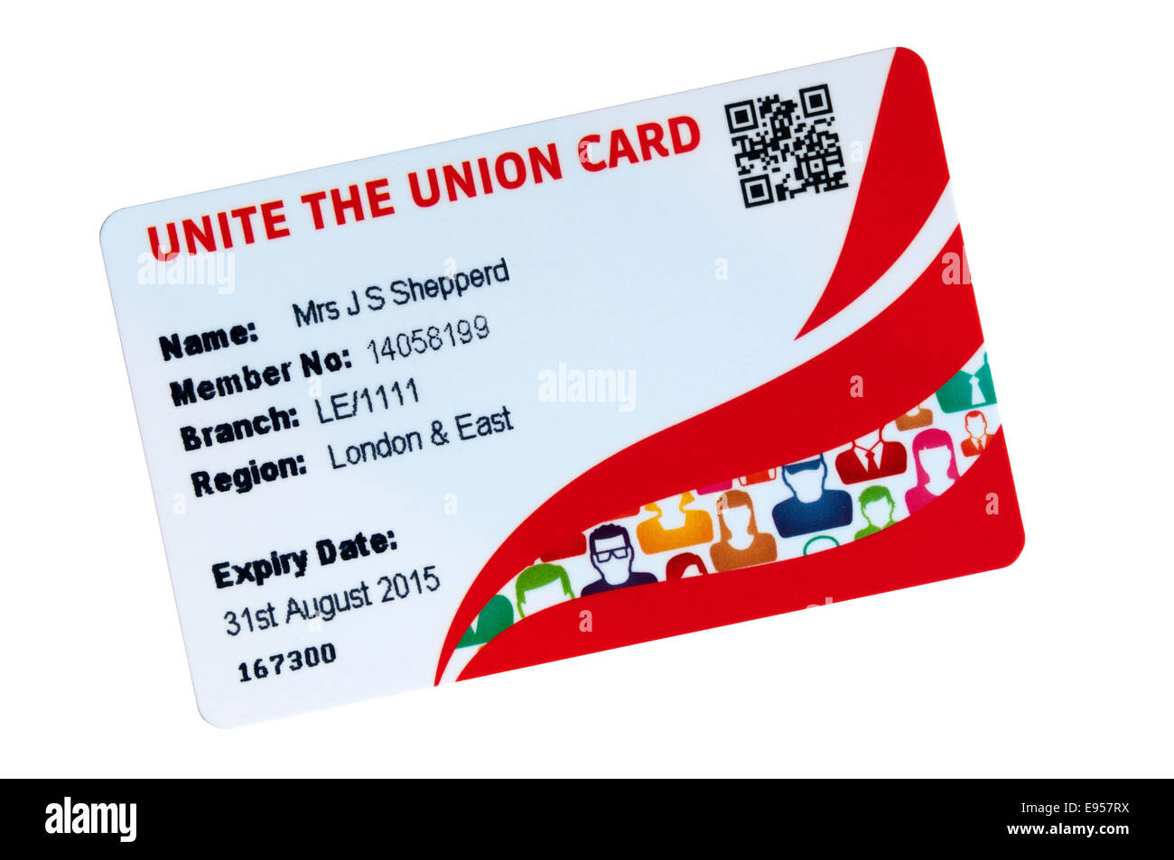 Eine Mitgliedskarte für Unite The Union, bekannt als Unite. Stockfoto