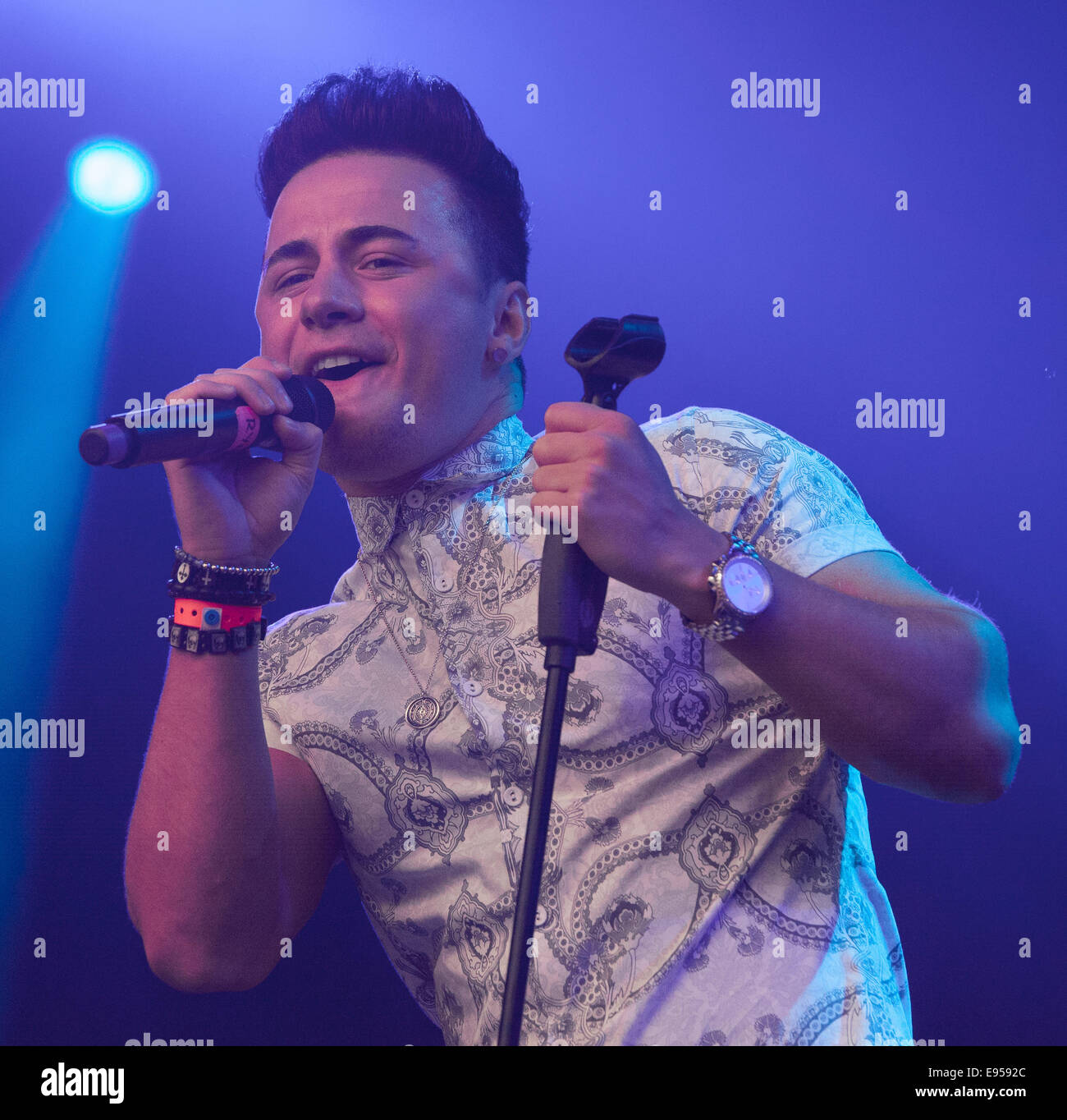 Tralee, Irland, 15. August 2014, Ryan Dolan führt live auf The Rose of Tralee Festival, Tralee, County Kerry am 15. August 2014 Stockfoto