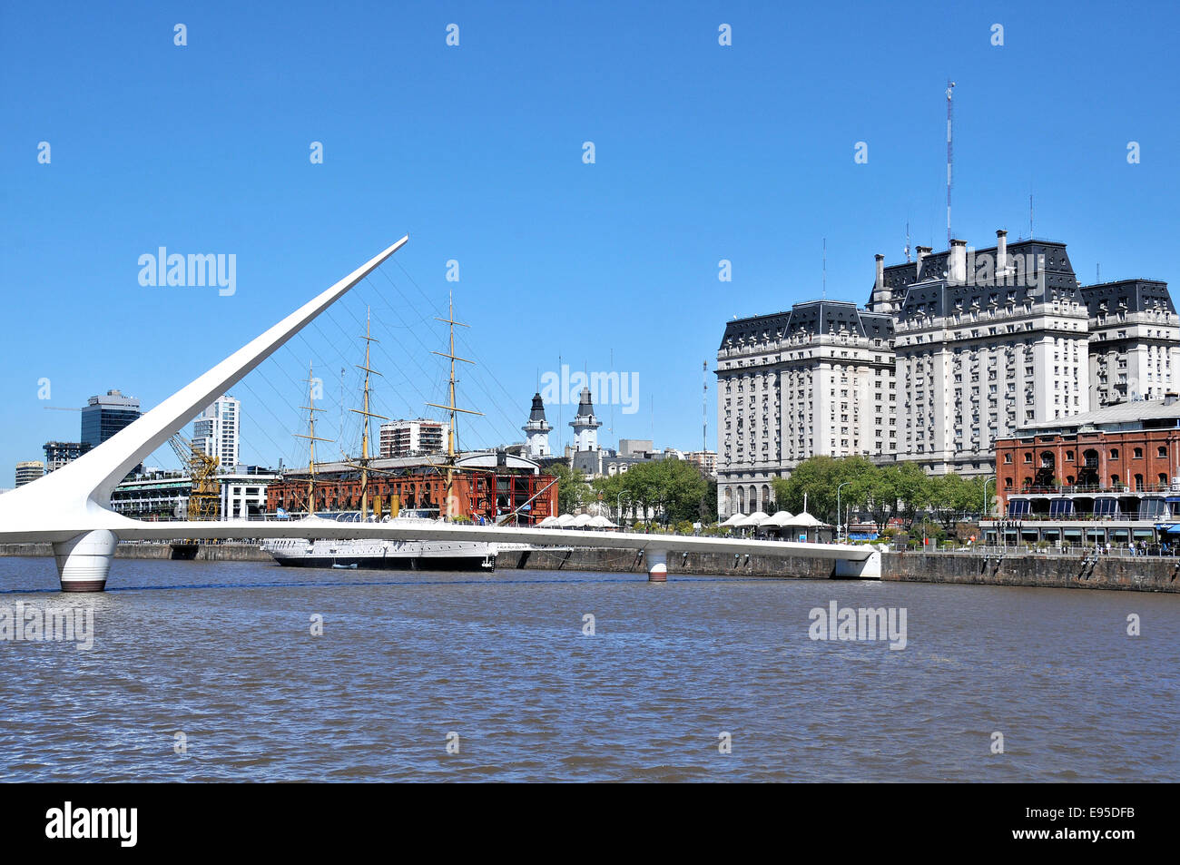 Brücke Puente De La Mujer Puerto Madero Buenos Aires Argentinien Stockfoto