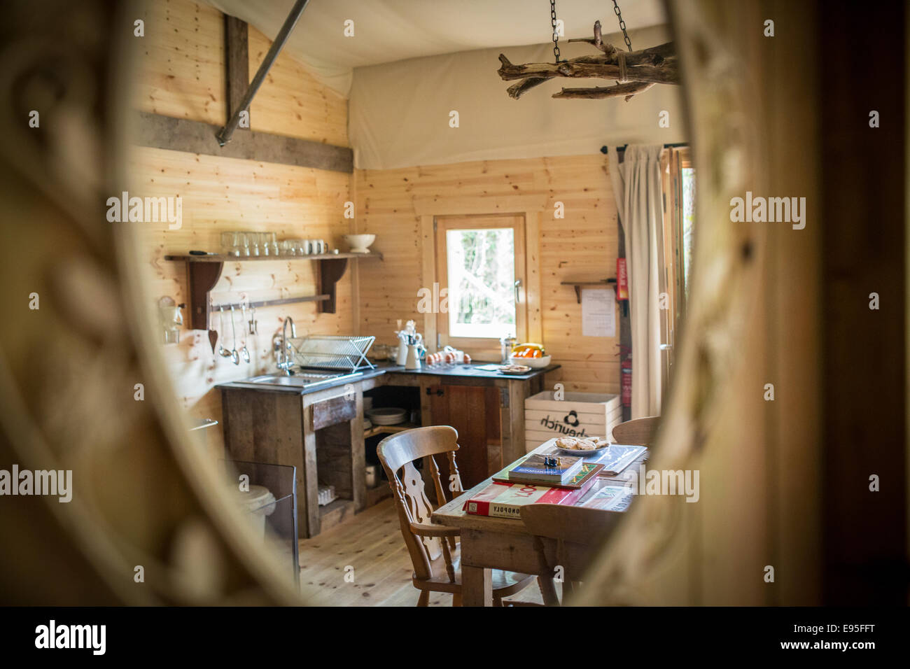 Ferienhütte Lodge, Luxus glamping Stockfoto