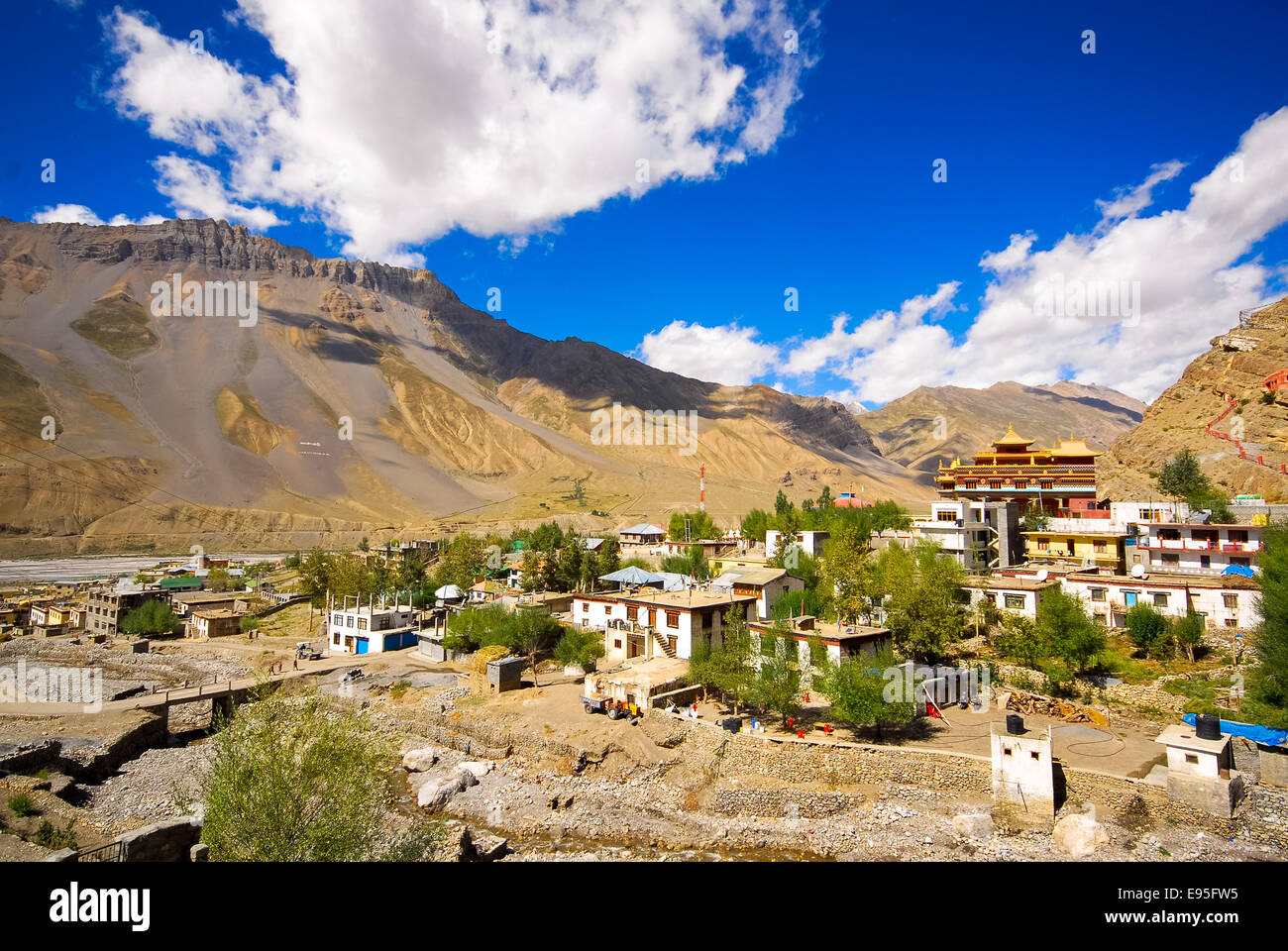 Kaza-Dorf in Spiti Valley Himalaya Indien Stockfoto