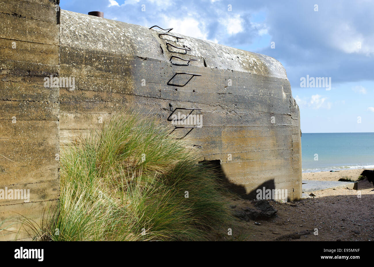 Deutschland Bunker WW2, Utah Beach ist eines der fünf Strände der Landung in der Normandie am 6. Juni 1944, während des zweiten Weltkriegs. Stockfoto