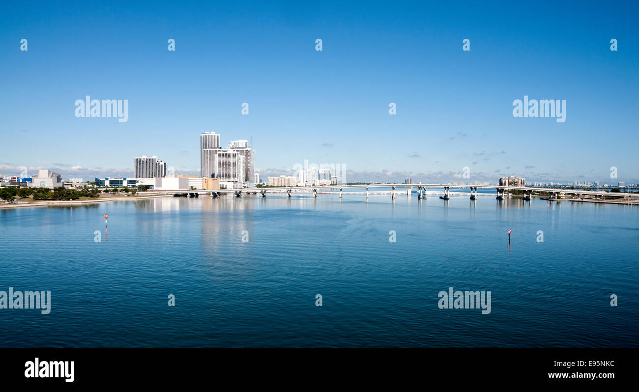 Blick über die Biscayne Bay in Miami, Florida, USA Stockfoto