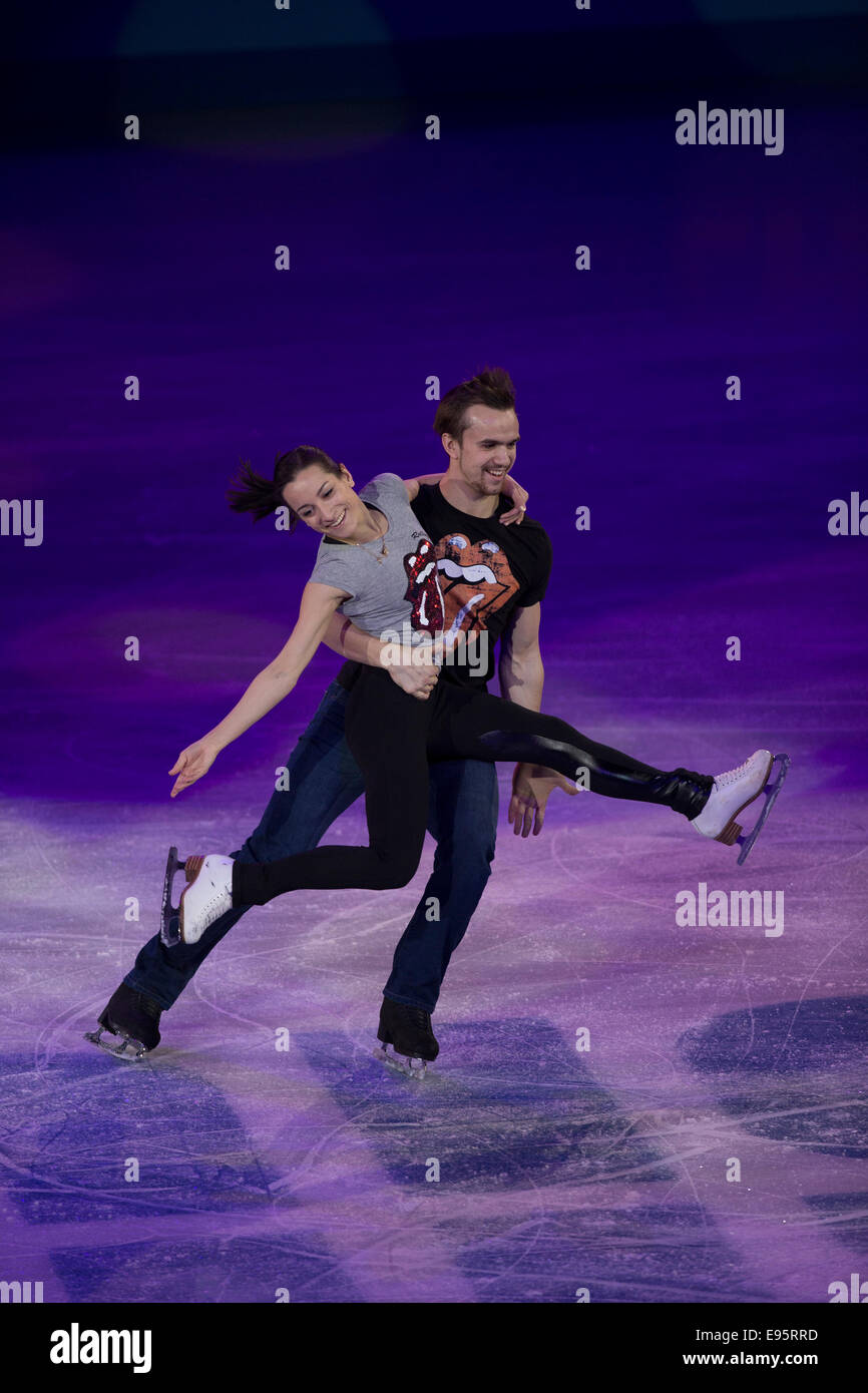 Ksenia Stolbova und Fedor Klimov (RUS) durchführen in der Eiskunstlauf-Gala-Ausstellung in der Olympischen Winterspiele Sotschi 2014 Stockfoto