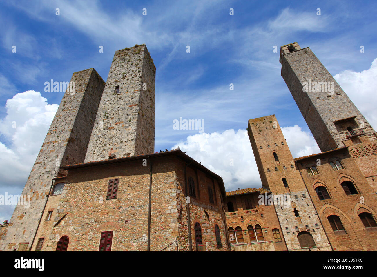 Die mittelalterlichen Türme von San Gimignano, Toskana, Italien. Stockfoto