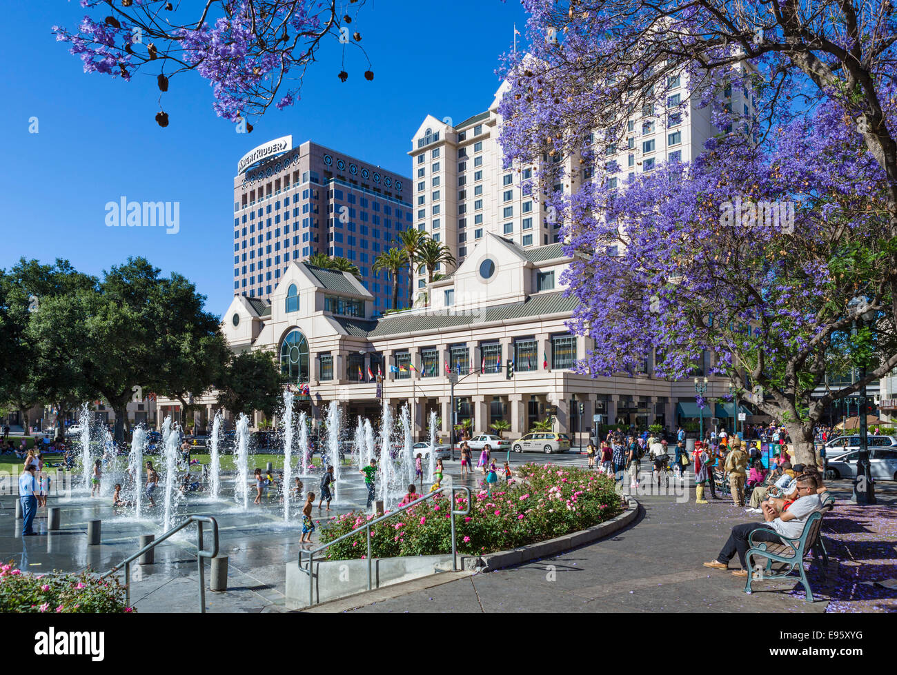 Plaza de Cesar Chavez in der Innenstadt von San Jose, Santa Clara County, Kalifornien, USA Stockfoto