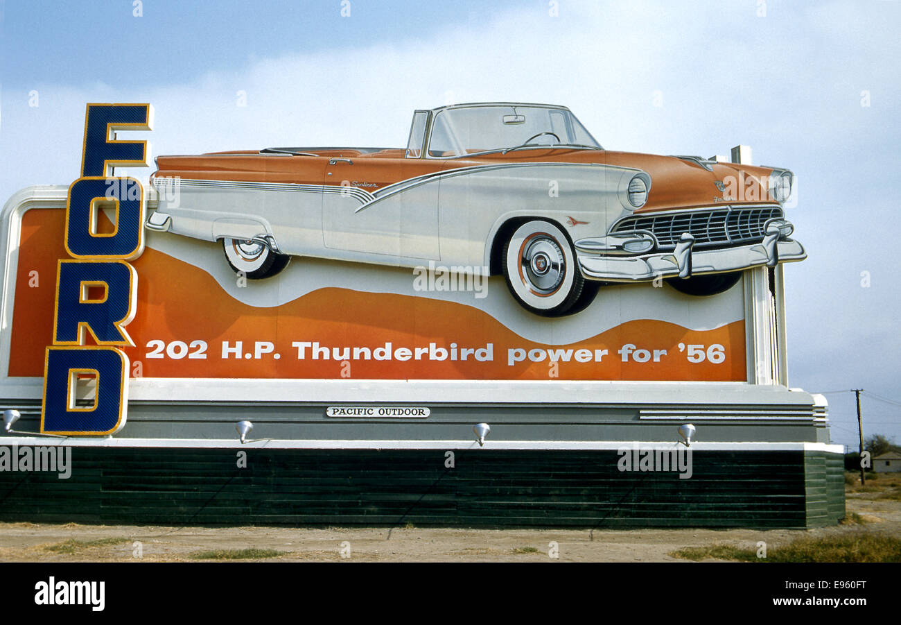 Plakatwerbung Ford Thunderbird 1956 Stockfoto