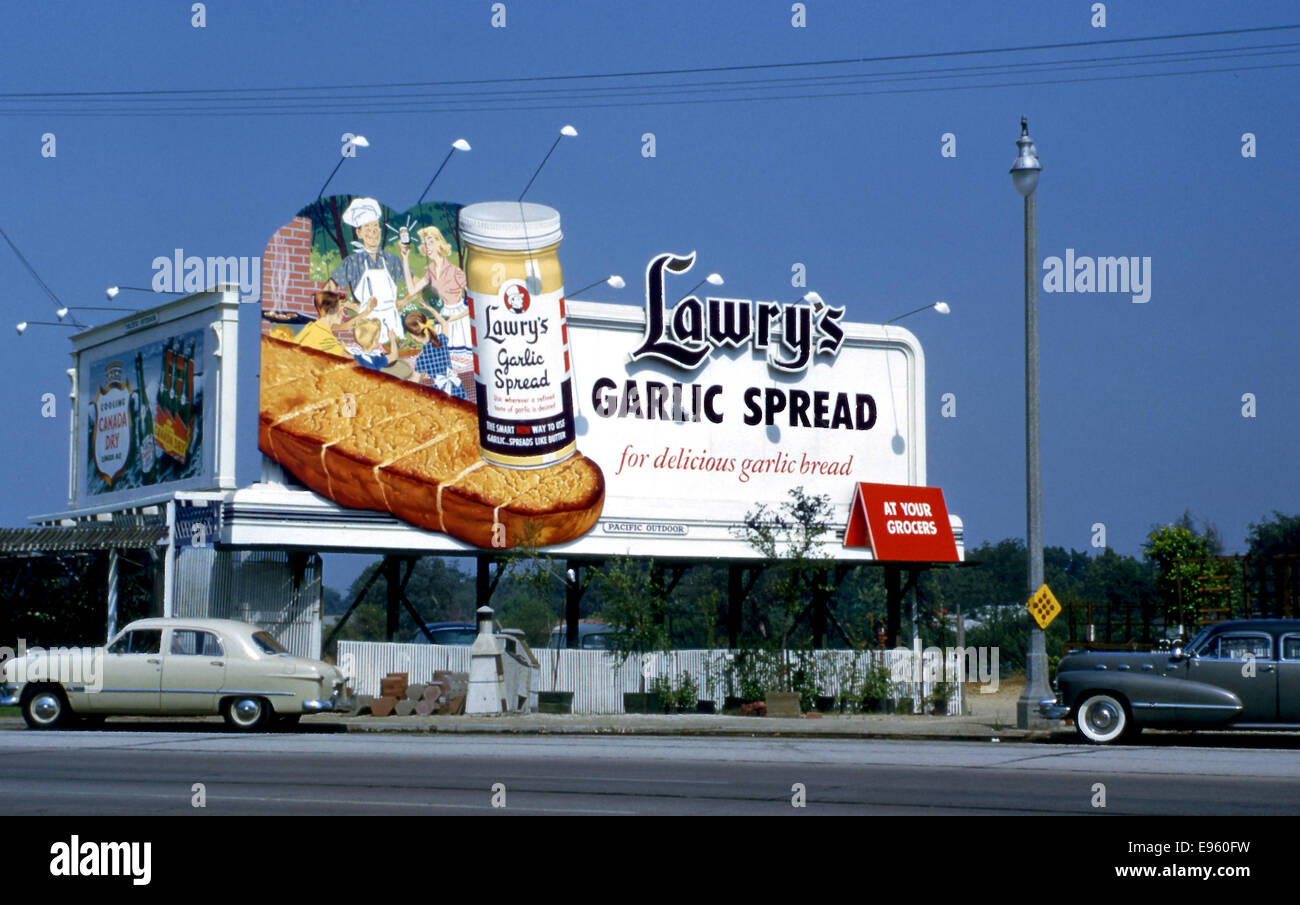 Plakat Werbung Lawry Knoblauch verbreiten in Los Angeles, ca. 1950er Jahre Stockfoto