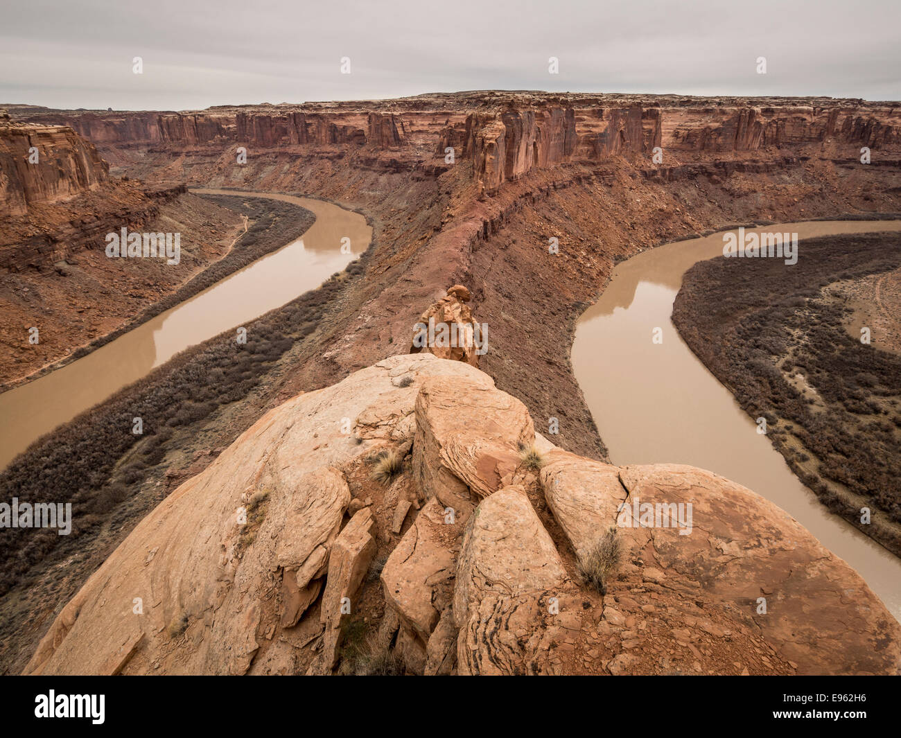 Mit Blick auf den Green River bei Bowknot Biegebereich, Utah. Stockfoto