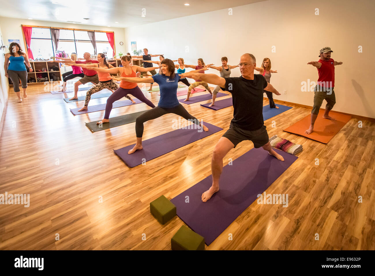 Yoga-Kurs in Moab, Utah. Stockfoto