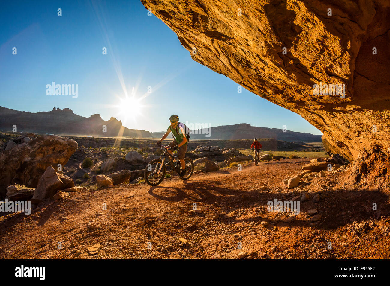 Mountainbiken auf dem Norden 40 Trail, Bar M Bereich, Moab, Utah. Stockfoto