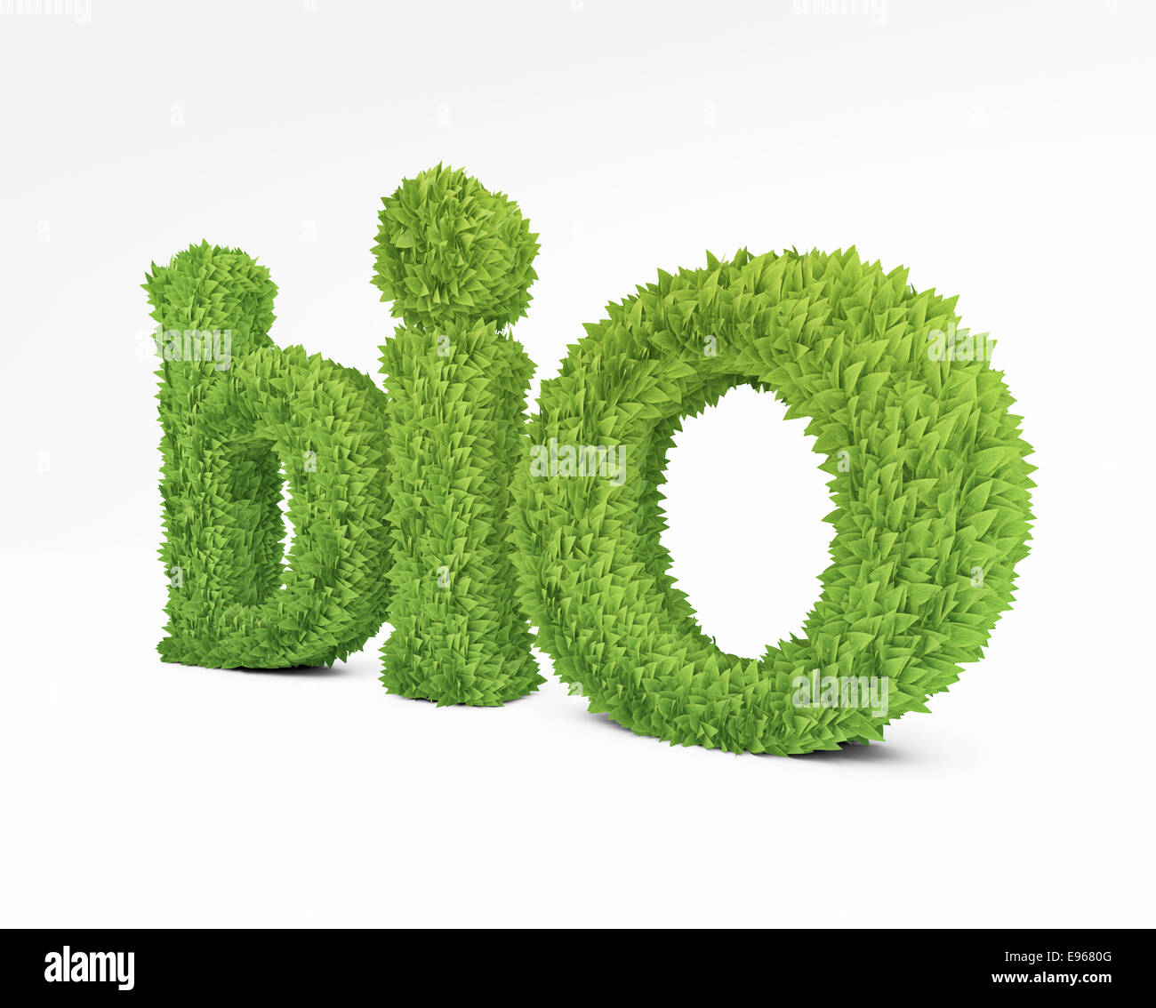 Das Wort "Bio", gebildet aus grünen Blättern Stockfoto