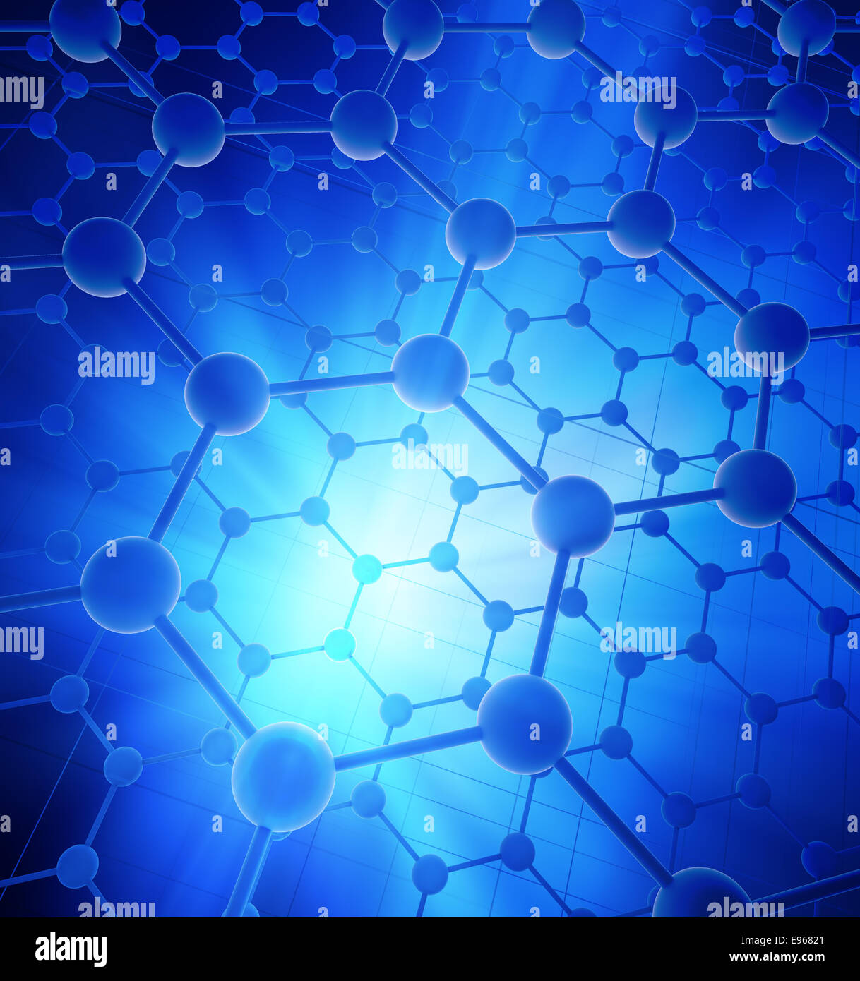 Graphen Atomstruktur - Nanotechnologie Hintergrund illustration Stockfoto