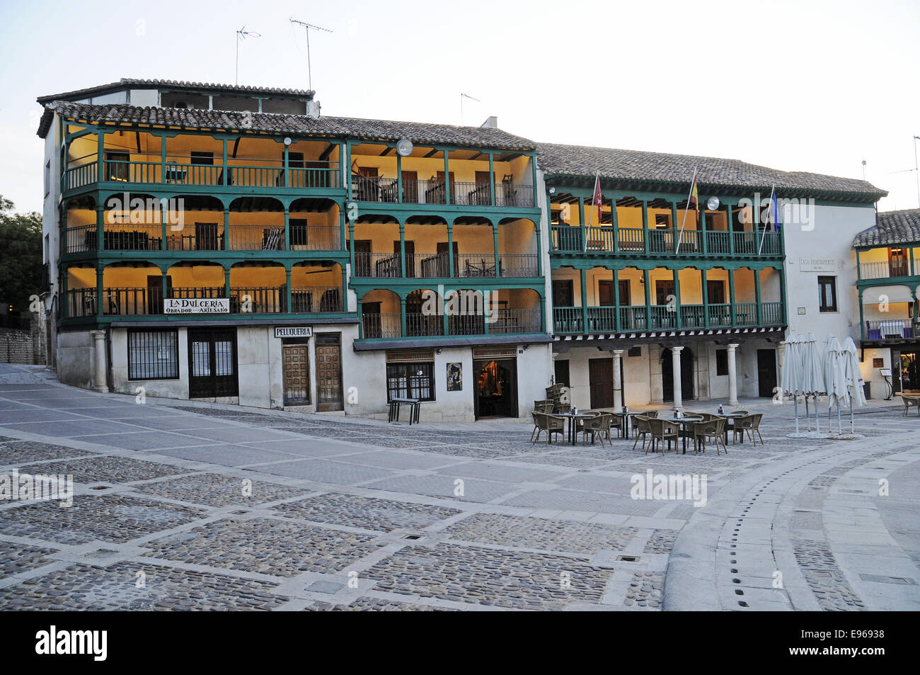 Die Plaza Mayor, Chinchon, Spanien Stockfoto
