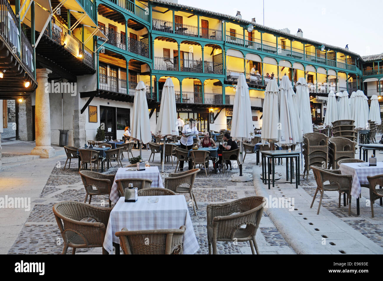 Die Plaza Mayor, Chinchon, Spanien Stockfoto
