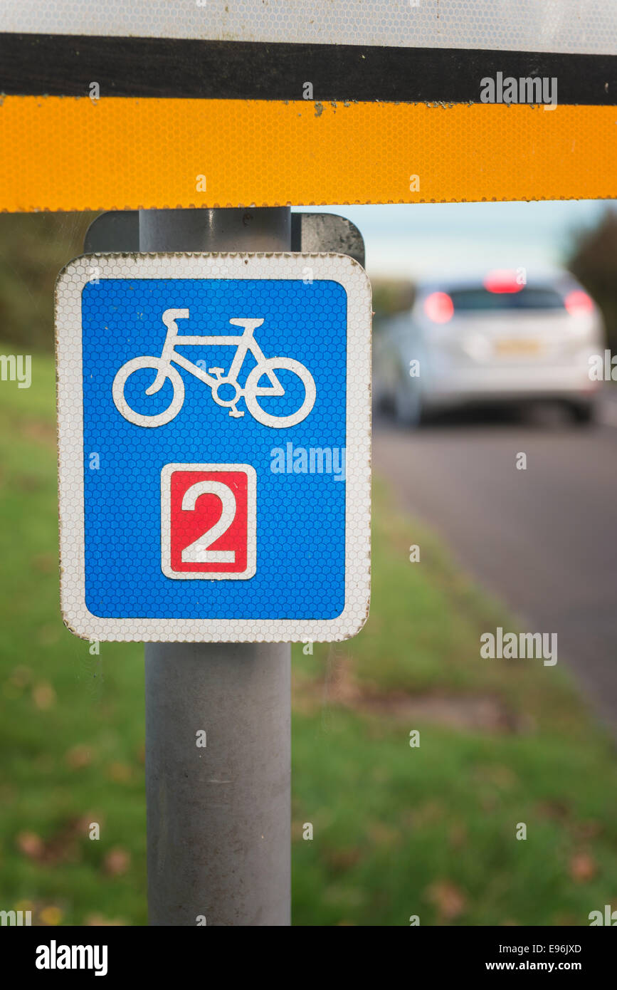 Empfohlene Route für Pedal Zyklen Zeichen Stockfoto