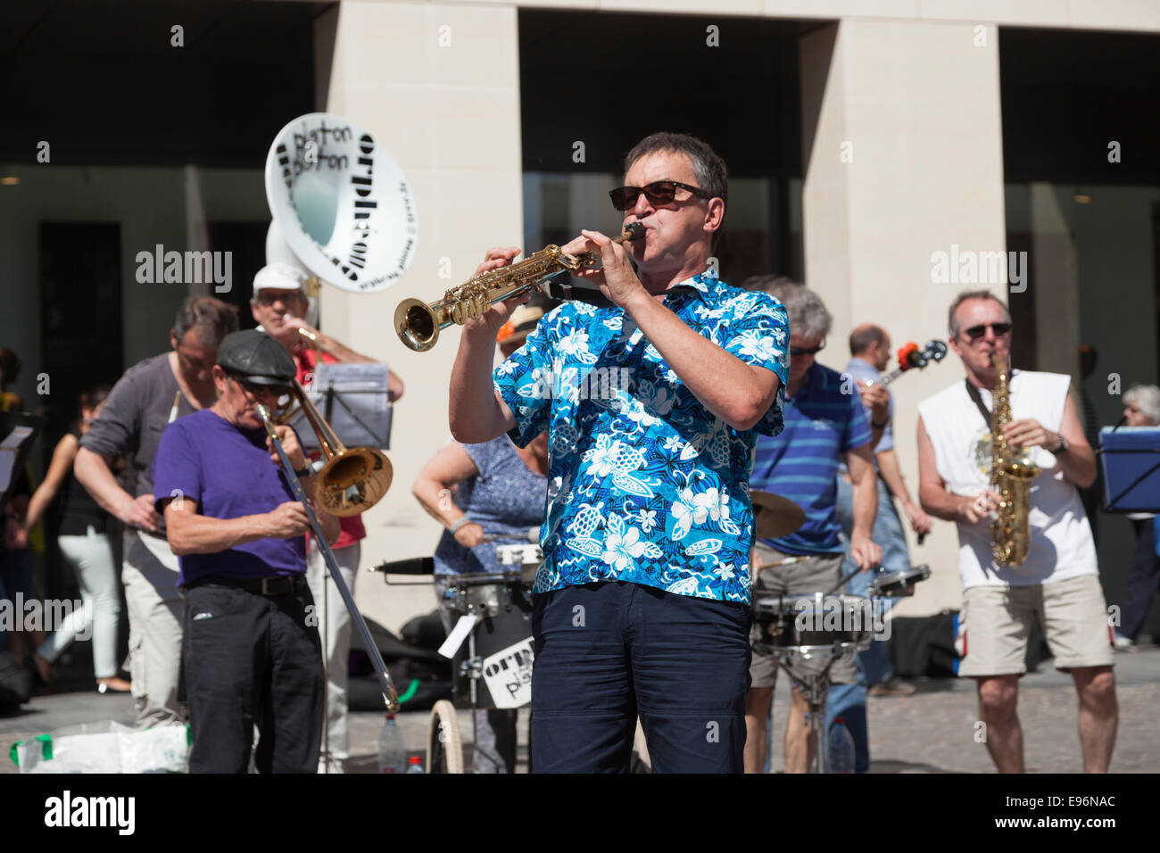 Jazz Band spielt auf der Fête De La Musique (2014) in Rouen, Normandie Stockfoto