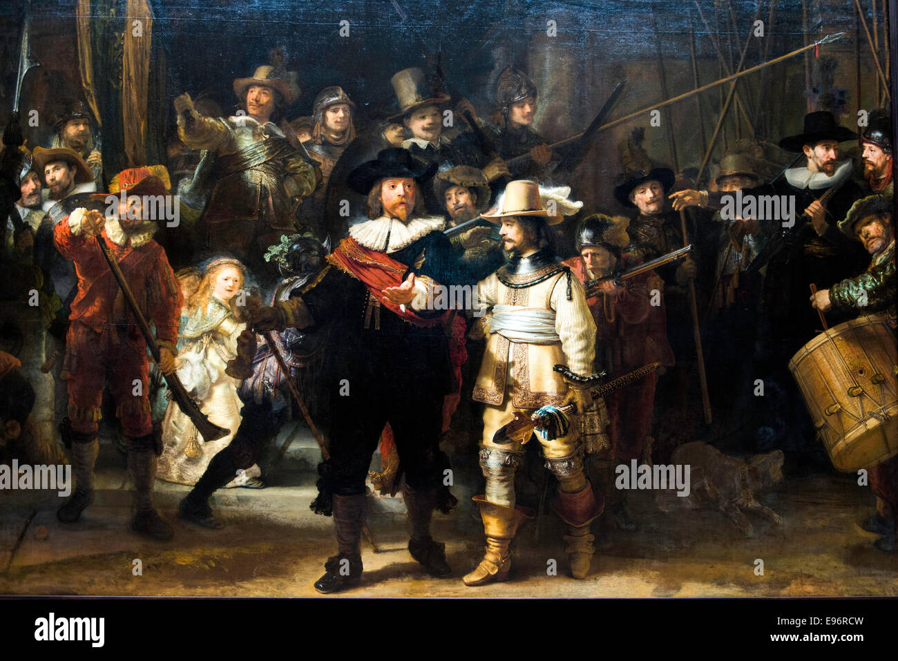 Die Nachtwache-Gemälde von Rembrandt im Rijksmuseum Amsterdam Holland Niederlande Europa Stockfoto
