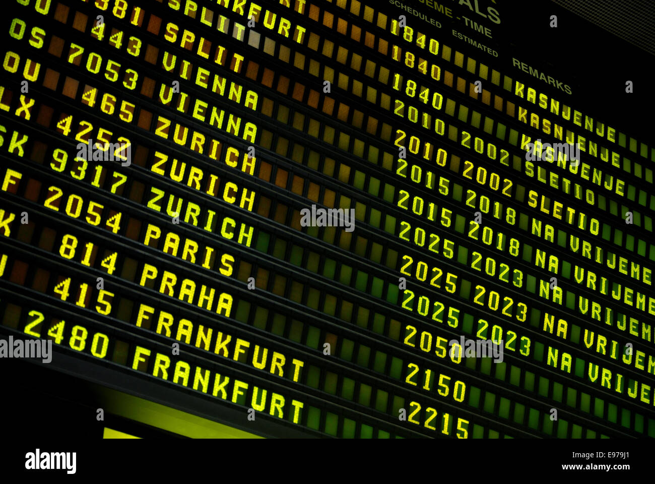 Flughafen Anzeige Stockfoto Bild 74534601 Alamy